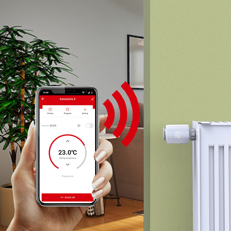 SET 4x Zigbee termostatická hlavica Z03 + WiFi zigbee brána + Spínač kotla Z03